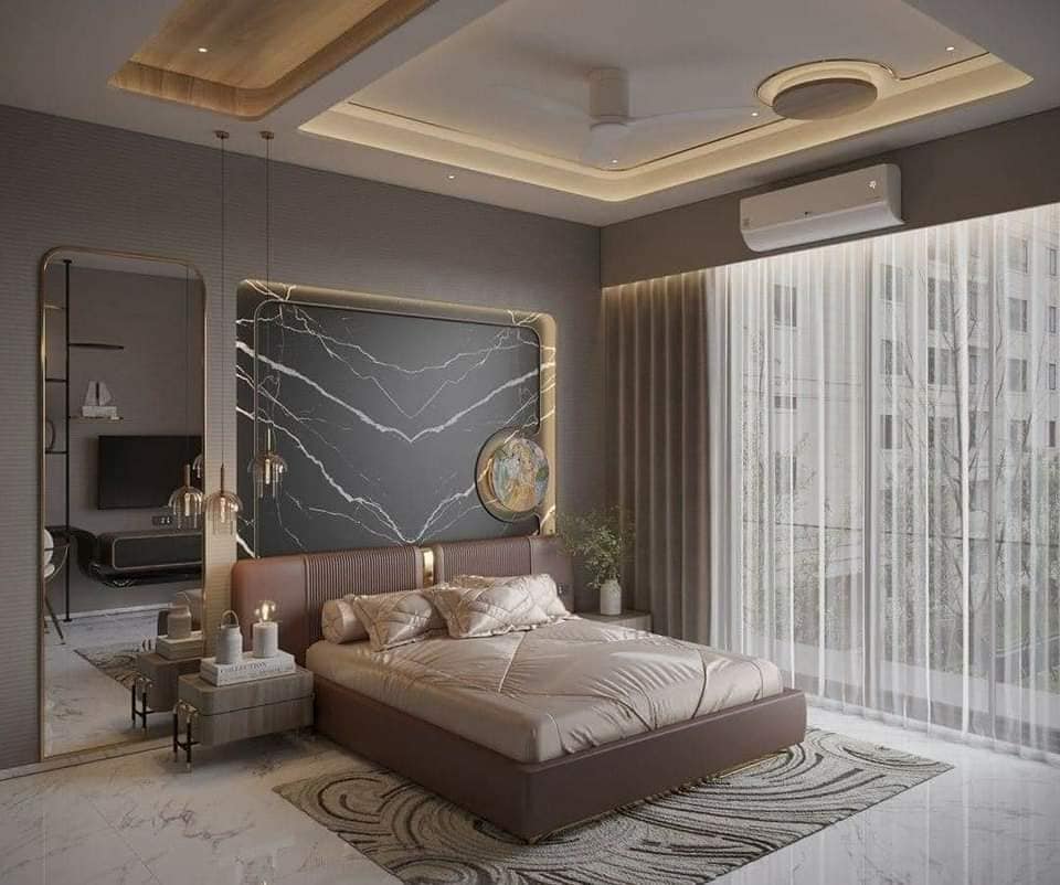 Luxury Bedroom Designs In Hyderabad With Marble Floors And Walls